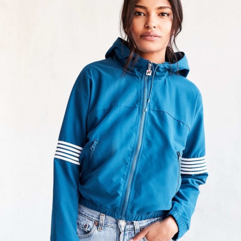 Urban Outfitters Fila Hooded Crop Wind Jacket